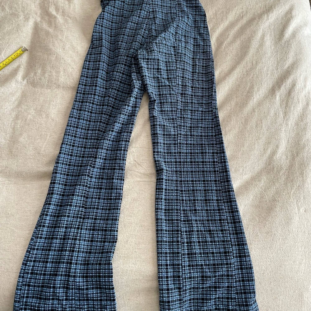 Ganni Black and Blue Checkered Fabric